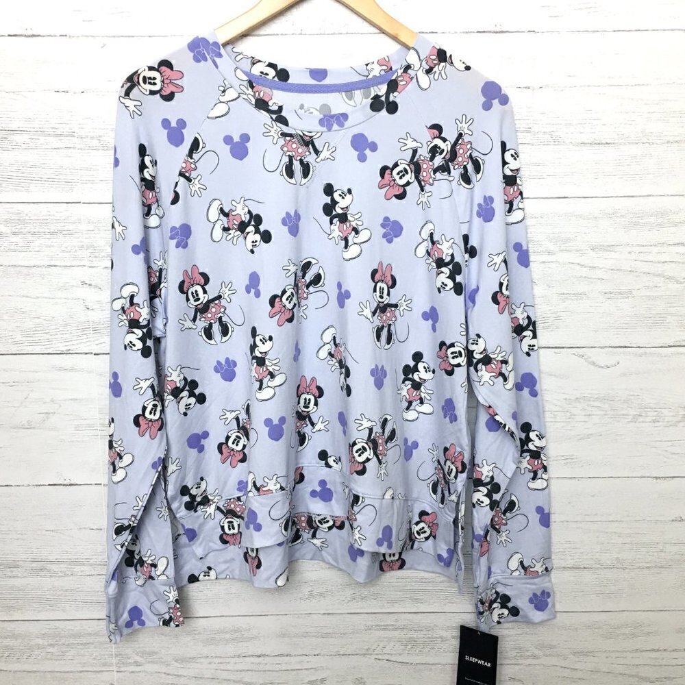 NEW Disney Women's Purple Pajamas Minnie Mouse Long Sleeves Jogger Pants Medium - Picture 3 of 13